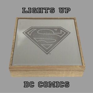 DC COMICS Superman/Supergirl Logo Lighted Mirror, Square, Glittery, Timer